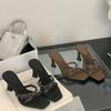 Fashion Summer Fashion Slippers Shoes for Women Women's High Heels Crystal Open Toe Slides Elegant Evening Party Shoes Women's Sandals