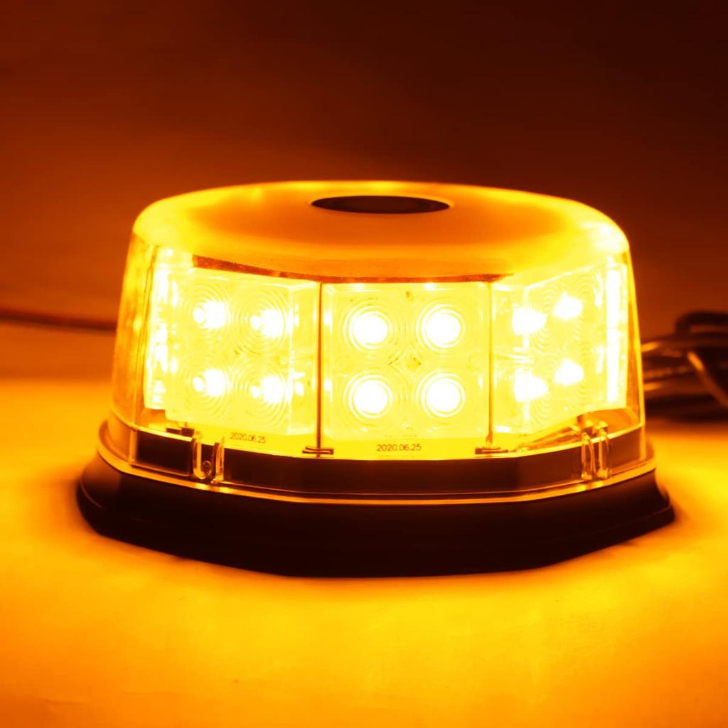 Rotating Light Lamp Yellow Light Flash Beacon 12V24V 32 LED Warning Light 40w Emergency Lamp Waterproof Warning Light Emergency Light Signal Light