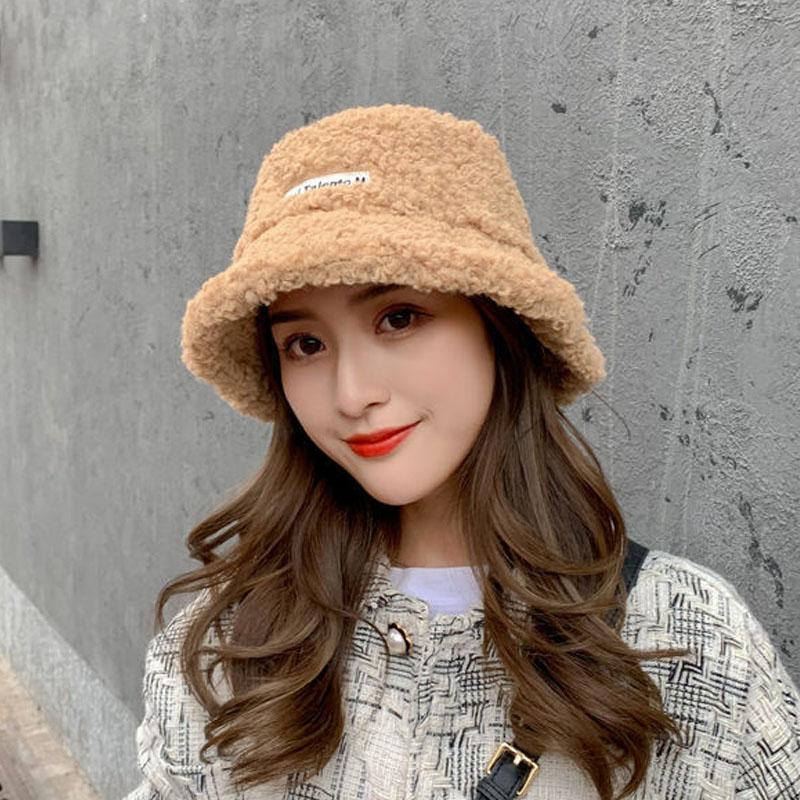 Faux Fur Winter Bucket Hat Women Korean Thickened Warm Wool Hats Bob LADY Panama Outdoor Hiking Fisherman Hat