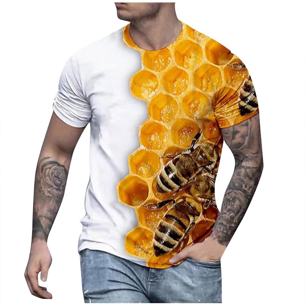 Men'S T-Shirt Short Sleeve Printed Summer Round Neck Top Trend Casual Sweatshirt