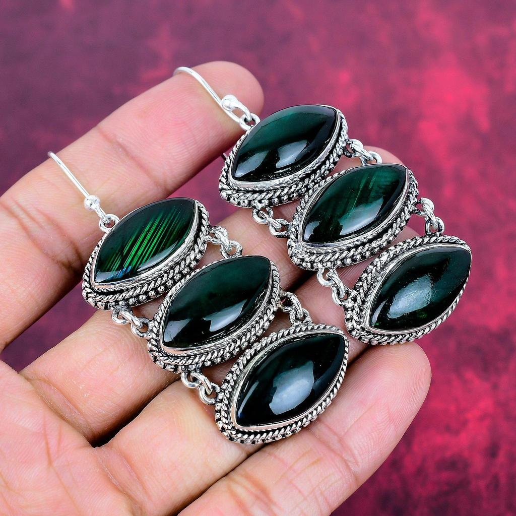 Серьги из чистого серебра 925 пробы с зеленым лабрадоритом, серьги с драгоценными камнями ручной работы, подарки для жены, абсолютно новые серьги