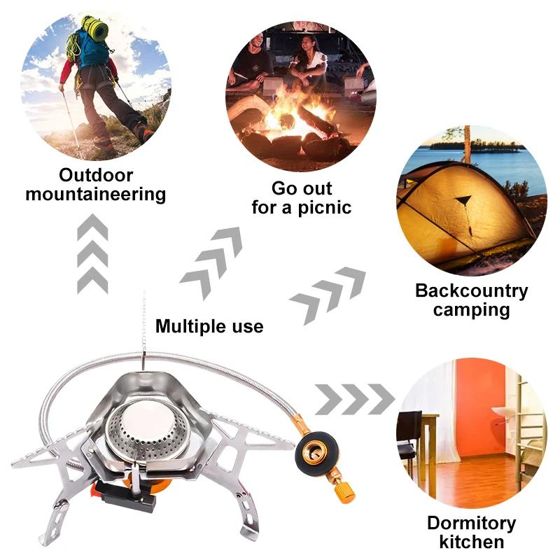 Кемпинг Туристическая горелка Мощная газовая плита Посуда Портативная печь Пикник Барбекю Туристические принадлежности Отдых на природе