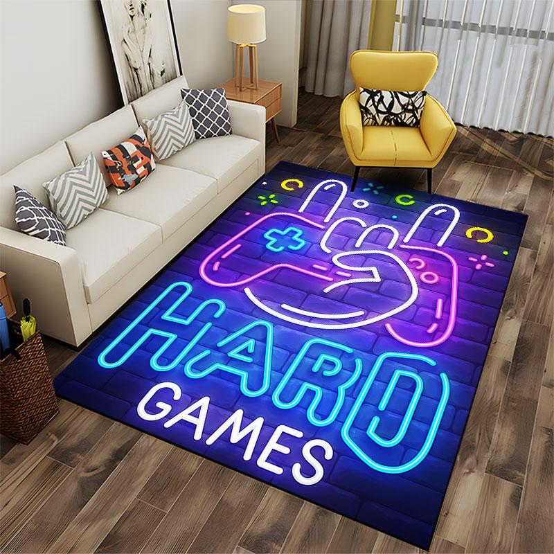 Hard Games Neon Wall Art suitable as a non-slip mat for the living room or bedroom sofa