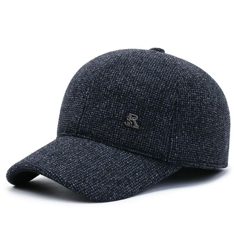 Мужская бейсбольная кепка из шерсти на осень и зиму, универсальная флисовая теплая кепка для людей среднего и пожилого возраста, кепка с защитой ушей для папы