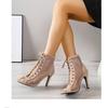 Strappy Wedge Sandals for Women,Plus Size High Heel Sandals,New Breathable Mesh Sandals Lace Up Peep Toe High Heels