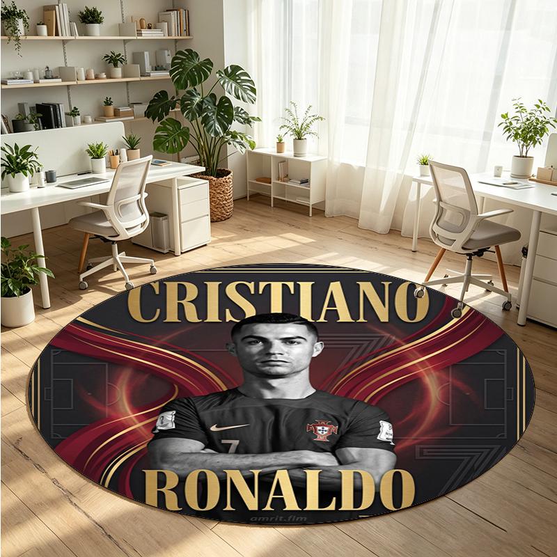 Cristiano Ronaldo Printed Round Crystal Velvet Rug Soft Non Slip Floor Carpet For Bedroom Holiday Gift