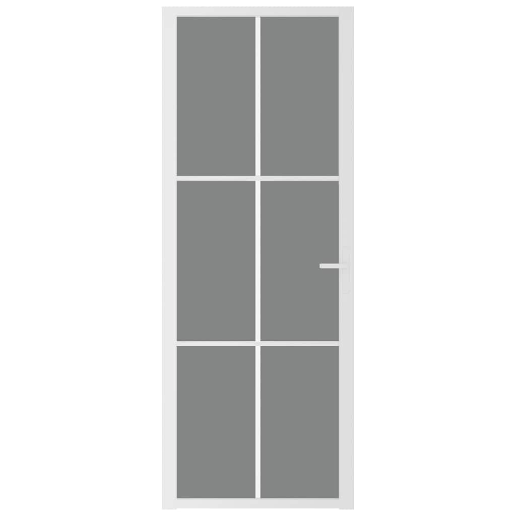 Interior Door 76 x 201.5 cm White Tempered Glass and Aluminum