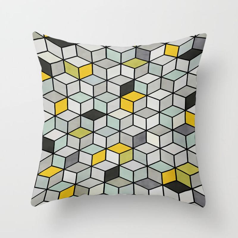 Black Geometric Square Pillowcase Printing Car Sofa Office Chair Pillowcase Simple Home Decoration