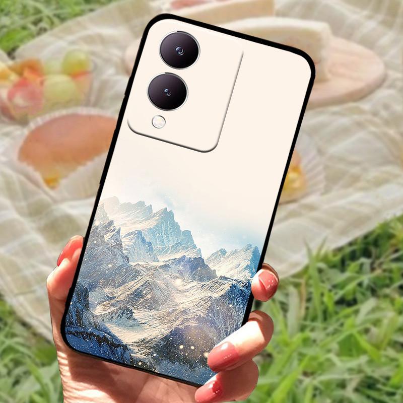 Чехол для Vivo Y17s Модный Мультяшный Черный Силиконовый Мягкий Задний Чехол-Крышка Для Vivo Y17s Чехол для Телефона 6.56" Y 17 s Funda Coque