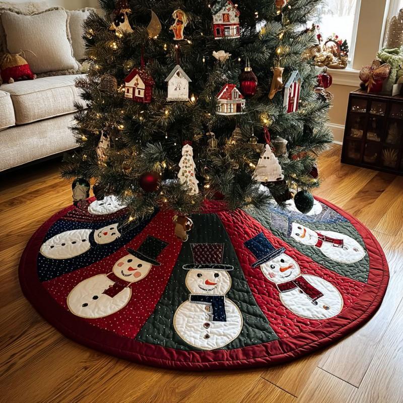 Christmas Tree Skirt Quilted Rug 3D Art Patterns Geometric Home Decor