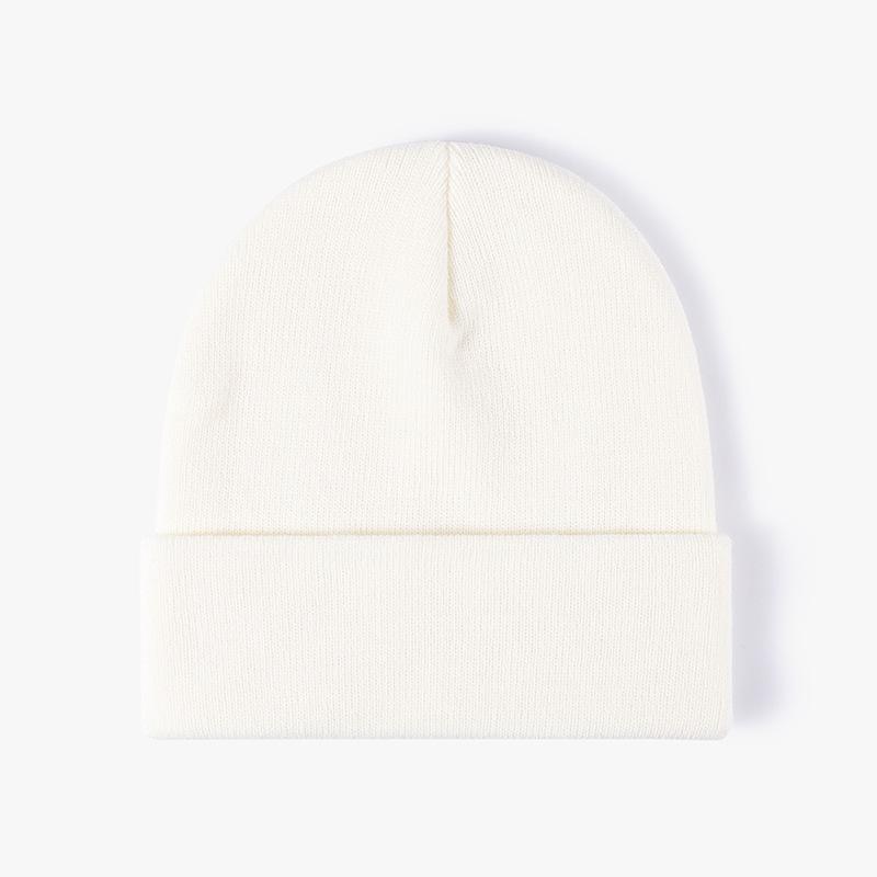 Unisex Winter Warm Ribbed Knitted Hat Acrylic Beanie with Custom Logo Digital Printing Solid Color and Cuffed Design