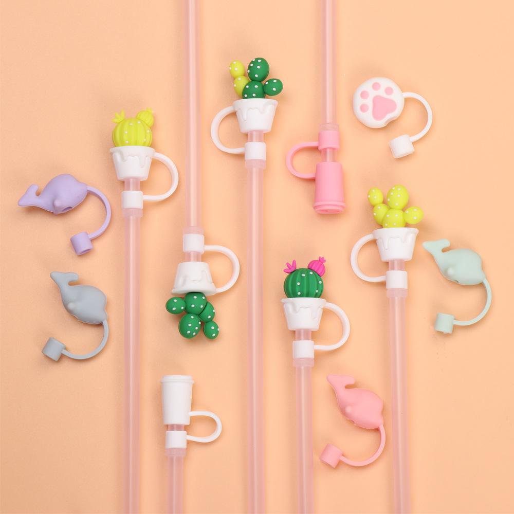 Airtight Straw Tips Cartoon Plugs Cover Cup Accessories Drinking Dust Cap Silicone Straw Plug