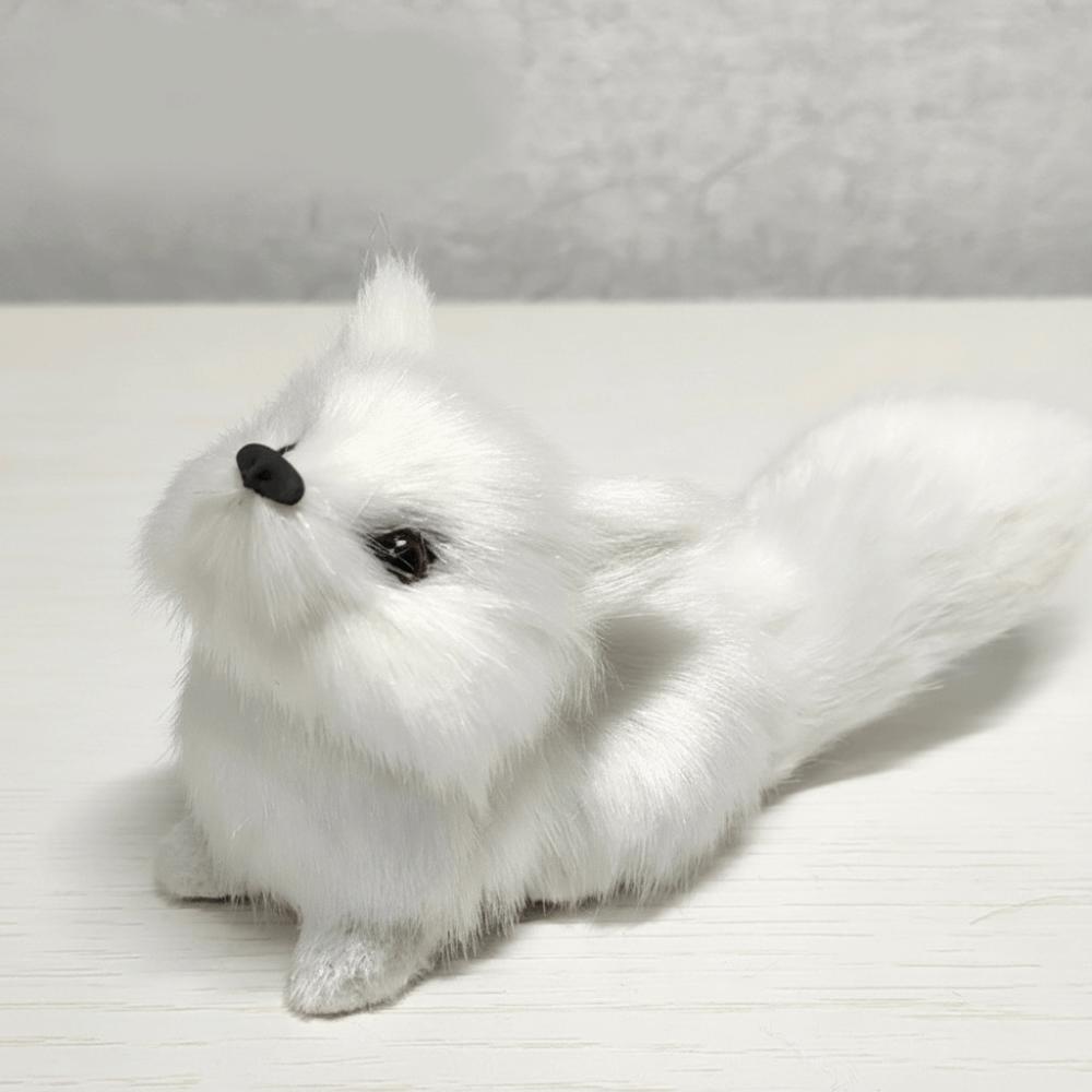 Figurine Plush Fox Doll Toy Artificial Animal Squatting Sitting Fox Model Window Display