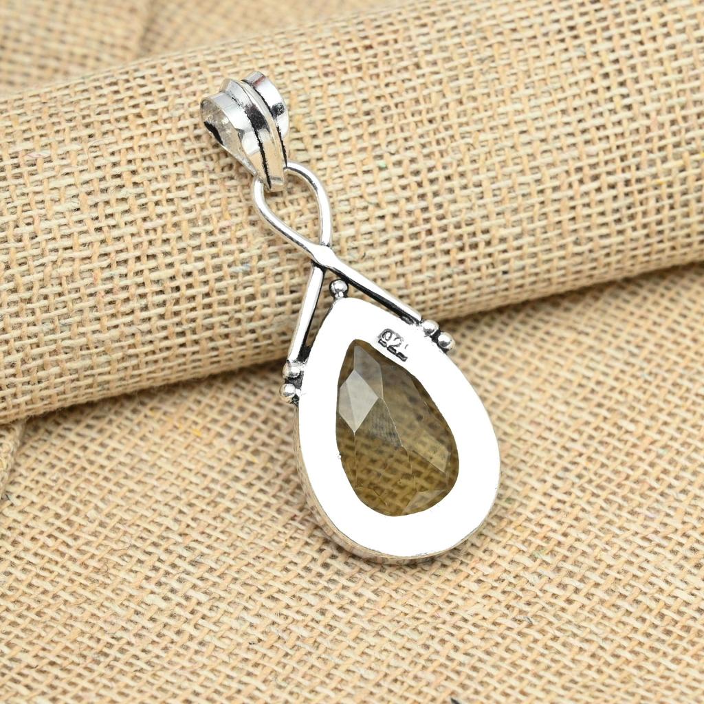 Смоки Топаз Твердый Стерлингового Серебра 925 Подвеска Ювелирных Изделий Ручной Работы Подарок На День Благодарения