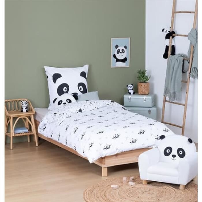 Housse de couette - Panda - 140 x 200 cm - 100% Coton - 1 Taie d'oreiller - Enfant