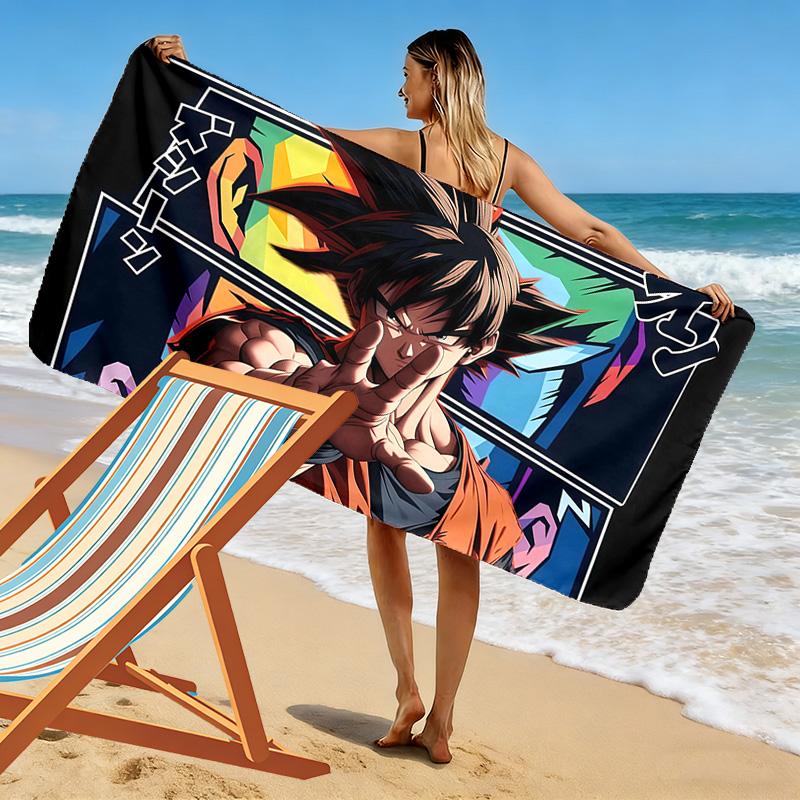 Dragon Ball Print Beach Towel, Large Soft Quick Dry Towel for Beach Camping Swimming
