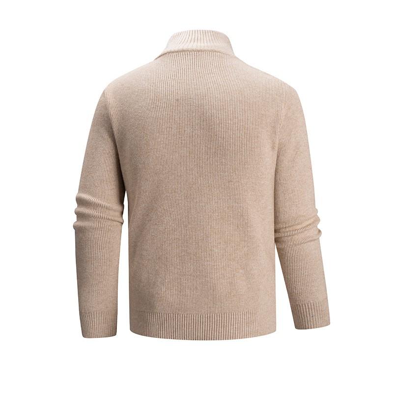 Mens Slim Fit High Neck Half-Zip Knit Sweater Solid Color Casual Winter Warm Pullover Young Adults