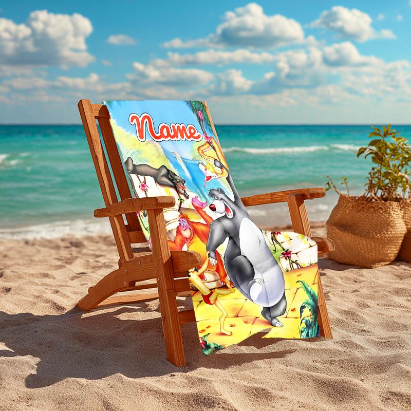 Personalized customized proof beach towel with The Jungle Book pattern - soft, absorbent,quick-drying,perfect swimming,camping&bathing