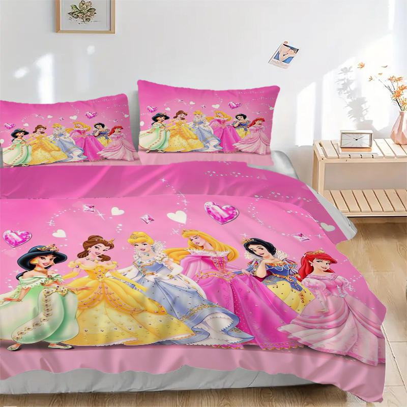 Princesses Colorful Dresses Print 3Pcs Bedding Setduvet Cover With 2 Bedropillowcase Home Birthday Gift