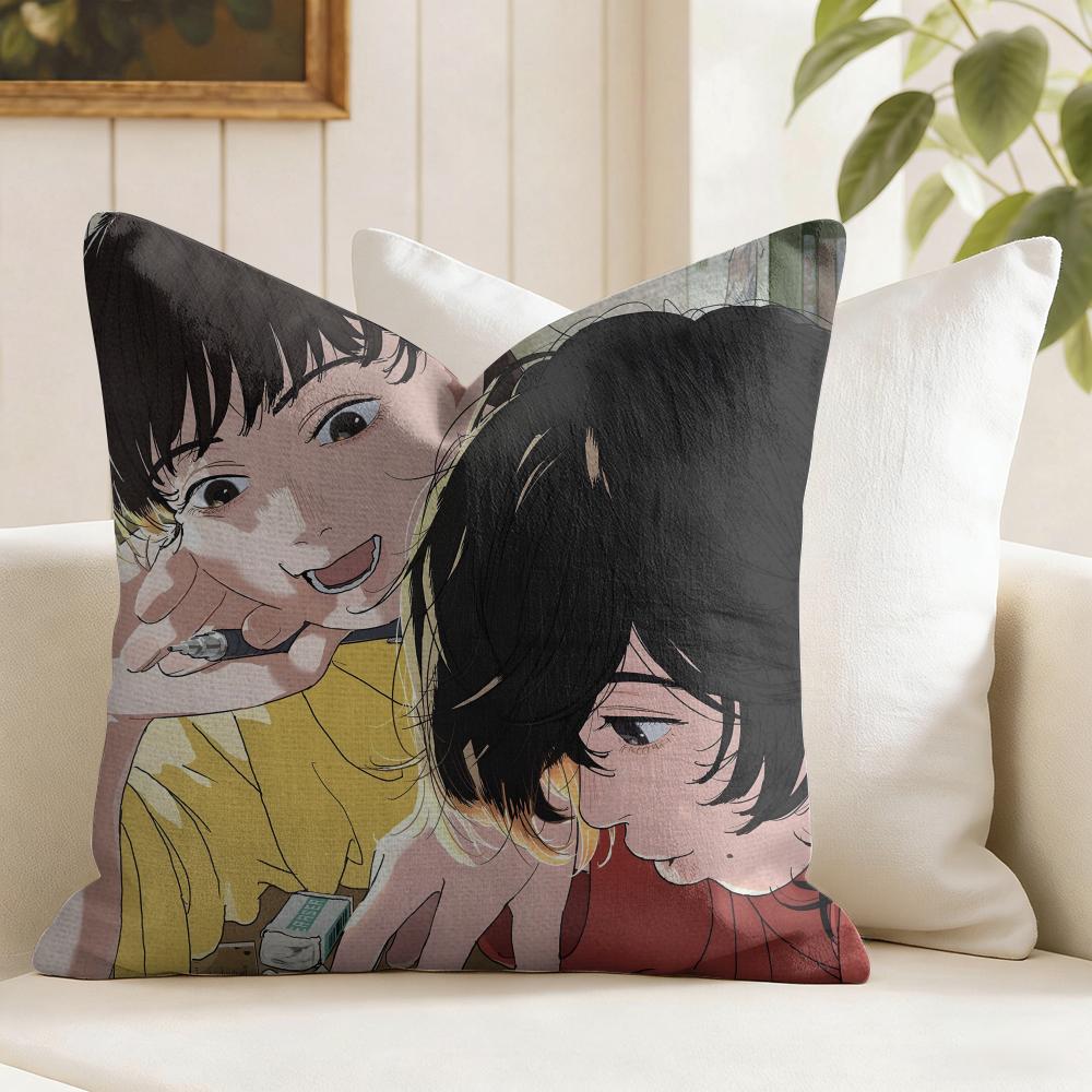 Look BBack Anime Cushion Cover Summer Linen Pillow Case Organic Fabric Cushion Cover DoubleSided Print Sofa Home Decor