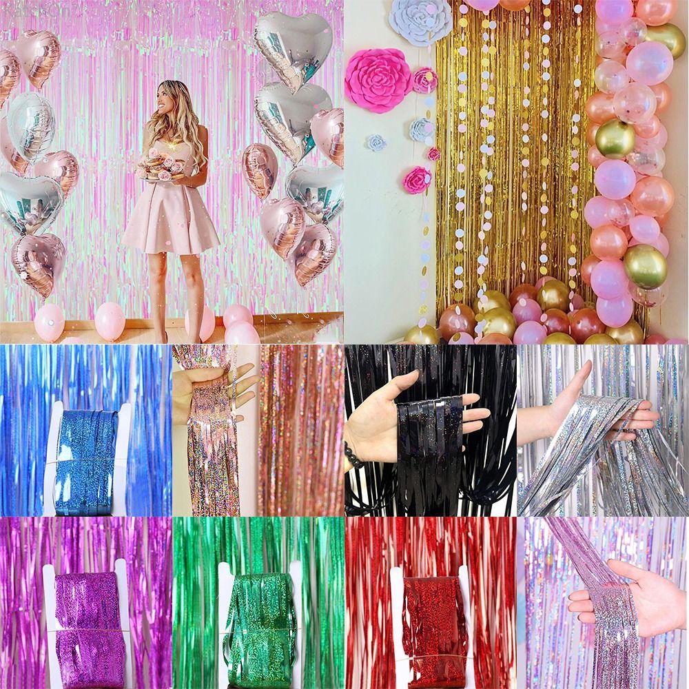 Glitter Tassel Curtain Shimmer Backdrop Decorations  for Baby Shower Birthday Wedding Party
