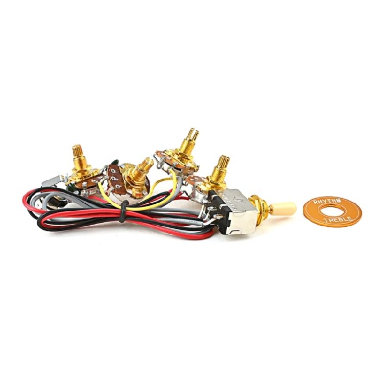 Готовый комплект проводки для гитары 3-позиционный A250K 2V 2T и гнездо Prewired Guitar Wiring Hareness