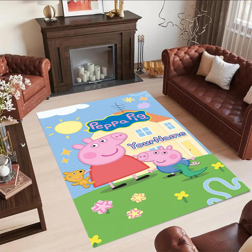 Peppa Pig Customize Your Name Floor Mat Design for Decorate room Foyer Bedrooms Entryway Antislip Carpet Office home decor
