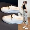 Women Mules Shoes for Women Platform Fashion Leather Designer White Comfort Sandals Elegant Thick Sole Casual Half Slippers 2024
