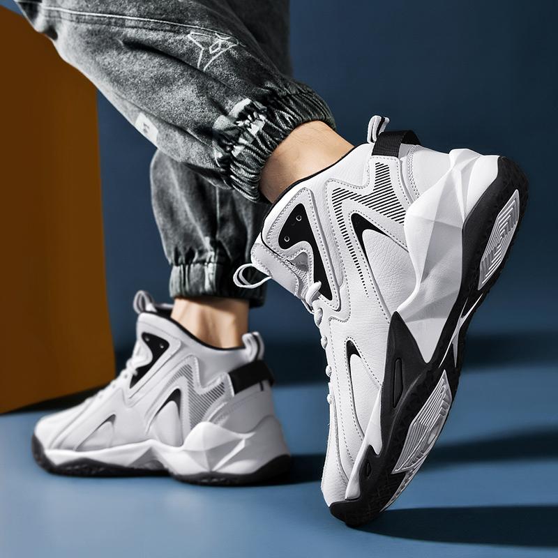 39-50 Large Size Autumn and Winter Men's Super Fiber Leather Wear-resistant High Rubber Sole Anti-skid Men's Sports Basketball Shoes