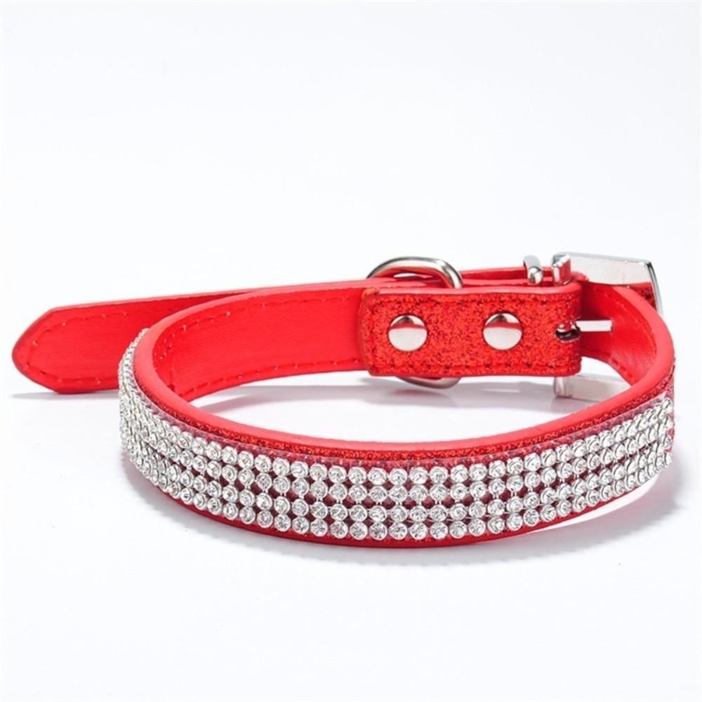 Crystal Diamond Rhinestone Pet Collar PU Leather Sparkling Cat Collar for Pet Supplies