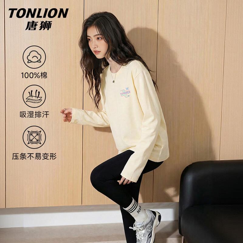 Женская футболка TonLion с длинным рукавом из чистого хлопка