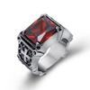 Men's Titanium Steel Ring Vintage Red Zircon Ring Gothic Cross Ring Men's Punk Accessories