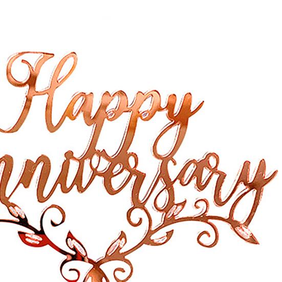 5Pcs Cake Topper Happy Anniversary Design Decorative Acrylic Dessert Pastry Cupcake Picks for Party