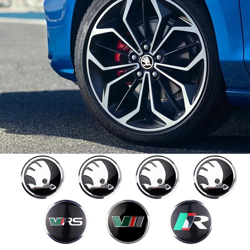 4pcs 56mm Car Emblem Wheel Center Hub Cap Cover Sticker For Skoda Rapid Octavia VRS VII S Kodiaq Karoq Fabia Superb Scala Yeti