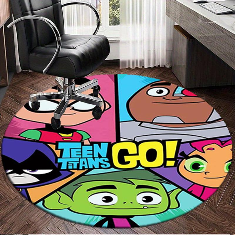 1PC Teen-Titans Adventure Round Rug, Non-slip Chair Mat, Home Decor, Circle Carpet Perfect for Office, Bedroom, Living Room,Christmas gift