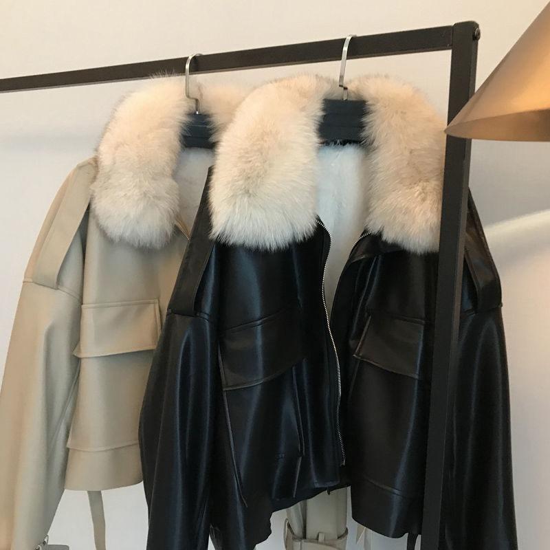 Осенне-зимняя бархатная утолщенная кожаная куртка imitation fur короткая съемный воротник из искусственного кроличьего меха куртка теплая хлопковая одежда