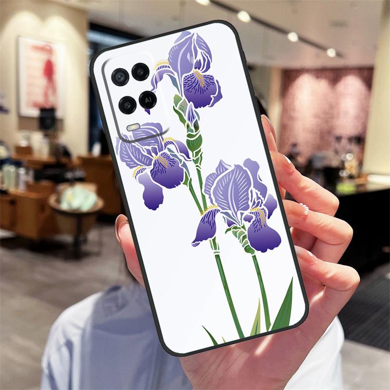 Фиолетовый ирис Цветок Акварельный Чехол Для Oppo A94 A54 A40 A60 A80 A98 A78 A18 A38 A58 A16 A76 A96 A17 A77 A74 A57S A15 Обложка