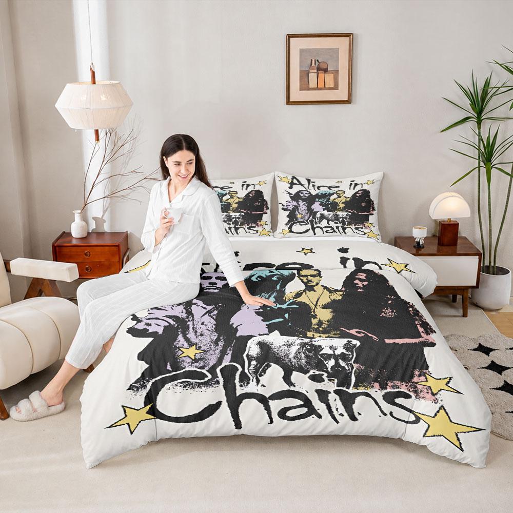 Classic Alice In Chains Band Poster Dark Bedding Set, Chic Duvet Cover Set for Modern Bedroom, Fluffy Duvet Cover for Cozy Nights