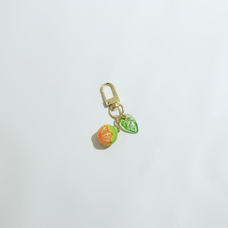 Простой маленький оранжевый брелок для ключей, имитация трехмерного оранжевого цвета, подвеска для наушников, чехол для мобильного телефона, аксессуары