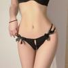 Women's Solid Color Sexy Fun Panties Hollow Temptation Bow Knot Perspective Thong