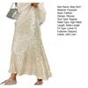 Women Maxi Skirt Elastic High Waist Long Skirt with Liner Shiny Sequins