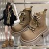 Fashion Women's Fashion Boots Side Zip Middle Follow Suede Brown Platform Shoes Wear-resistant Sole Women Shoes Outdoor Mountain Hiking