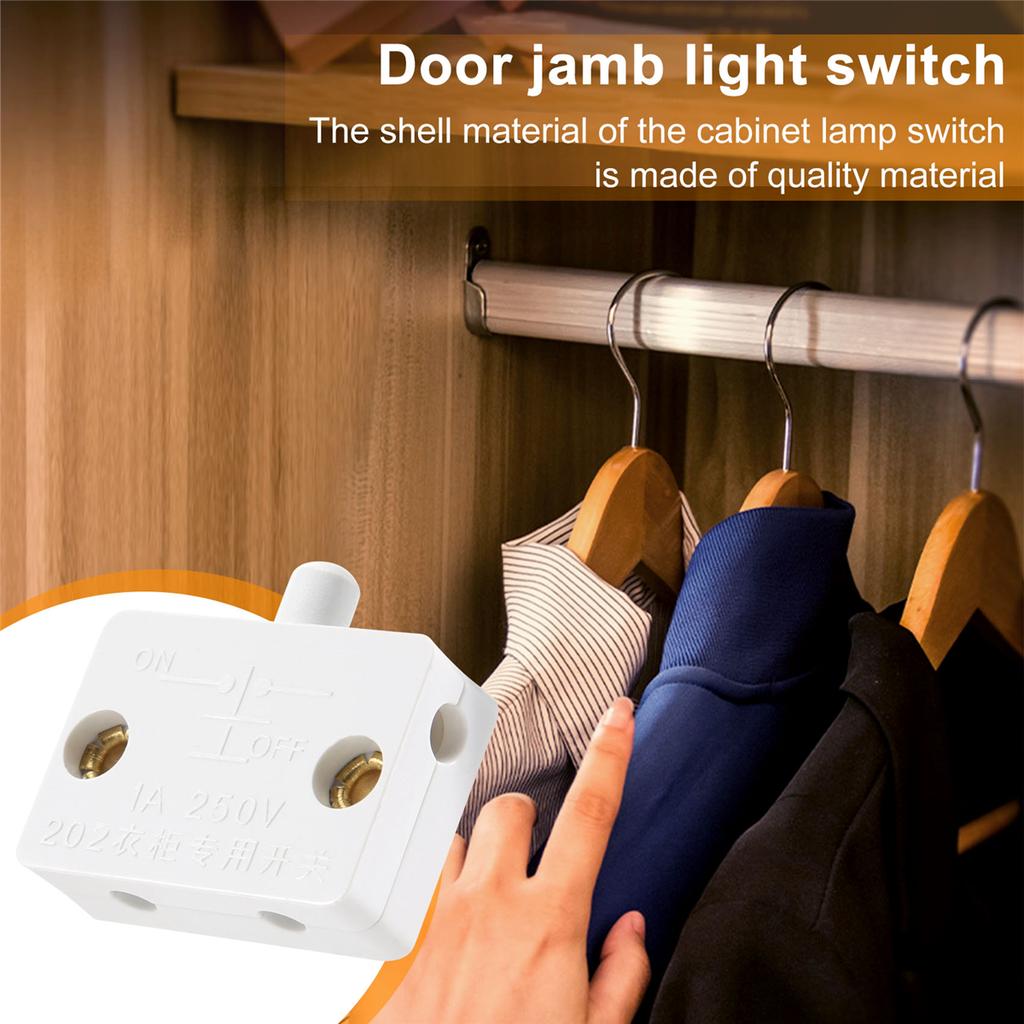 AA58 6Pcs Door Led Switch for Closet Light,Normally Closed Cabinet Electrical Lamp Switches,for Closet Pantry Cabinet White