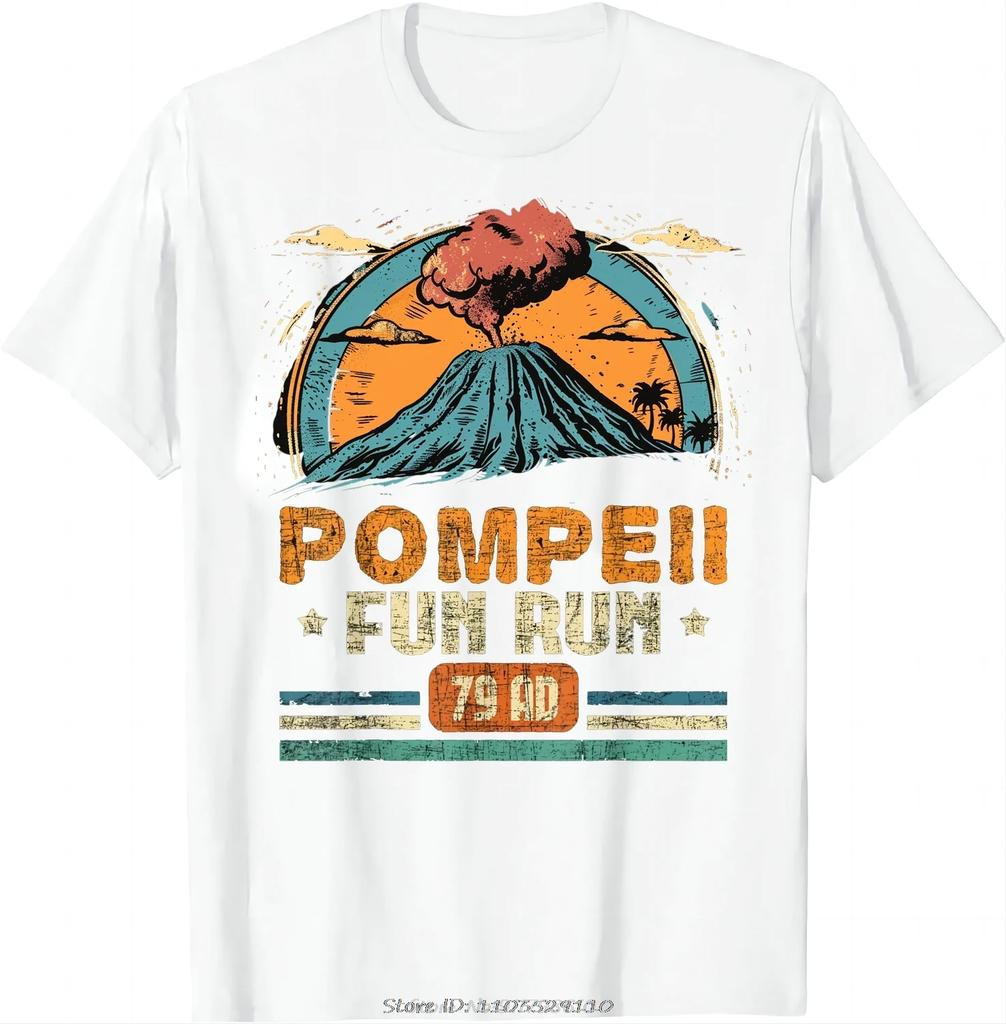 Pompeii Fun Run - География Вулканолог Футболка Вулканология Футболка унисекс с круглым вырезом большого размера Мужская одежда Футболка для фитнеса
