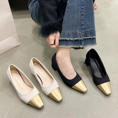 Женская летняя обувь на среднем каблуке, туфли для женщин 2024 года, квадратный офисный черный носок, популярная модель Y2k Young 39, люксовый бренд, мода