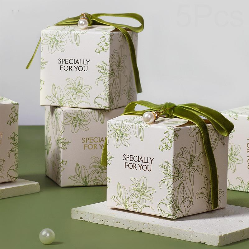 5pc Elegant Fresh Flowers Candy Box Biscuit Storage Party Supplies Gift Wrapping Favors Decor Paper