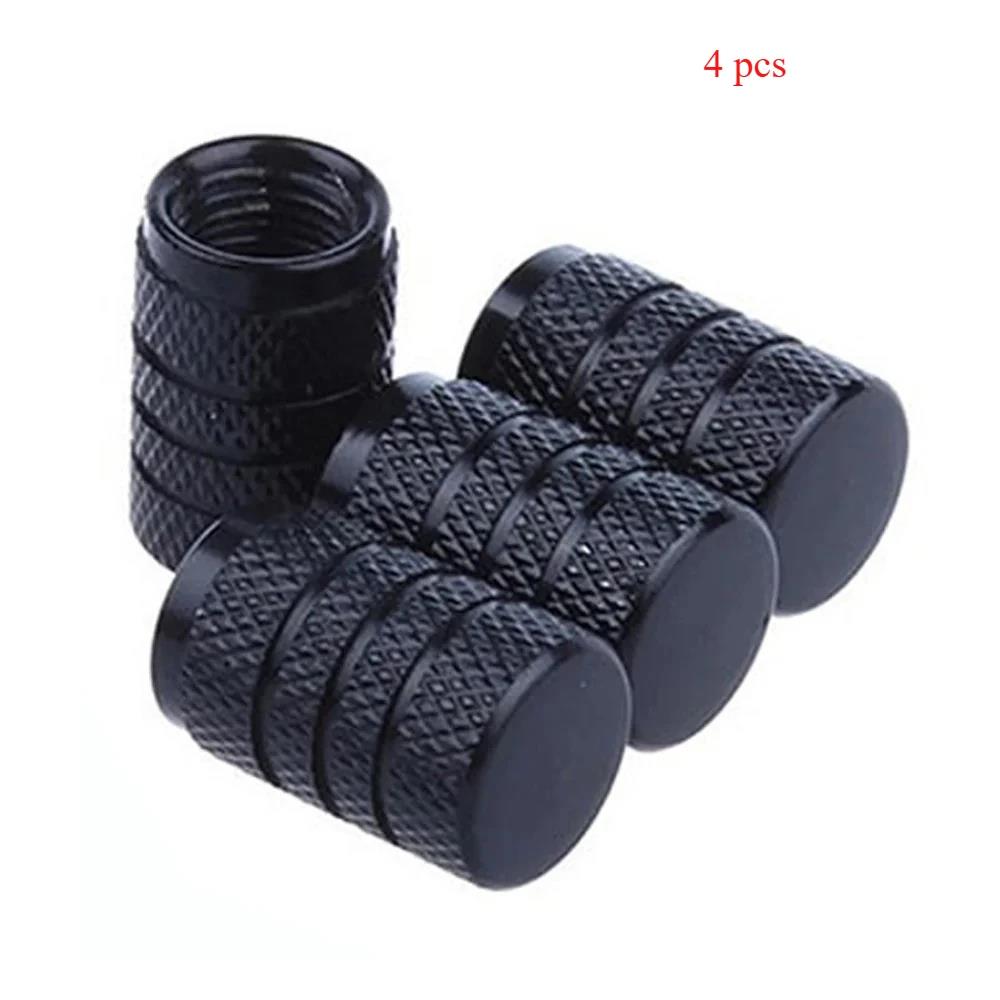 4pcs Knurling Style Tire Valve Caps Aluminum Silver Car Bike Wheel Stem Air Valve Caps Tire Pressure Cap Accessory Stem Caps1