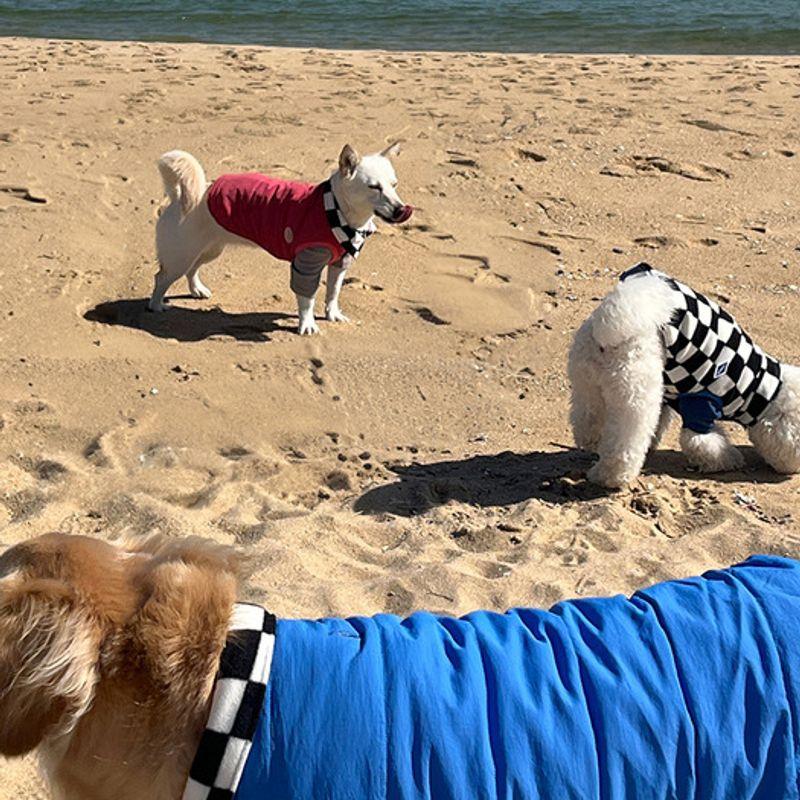 BARKDOG [НАБОР] Двусторонняя стеганая жилетка и шарф в клетку