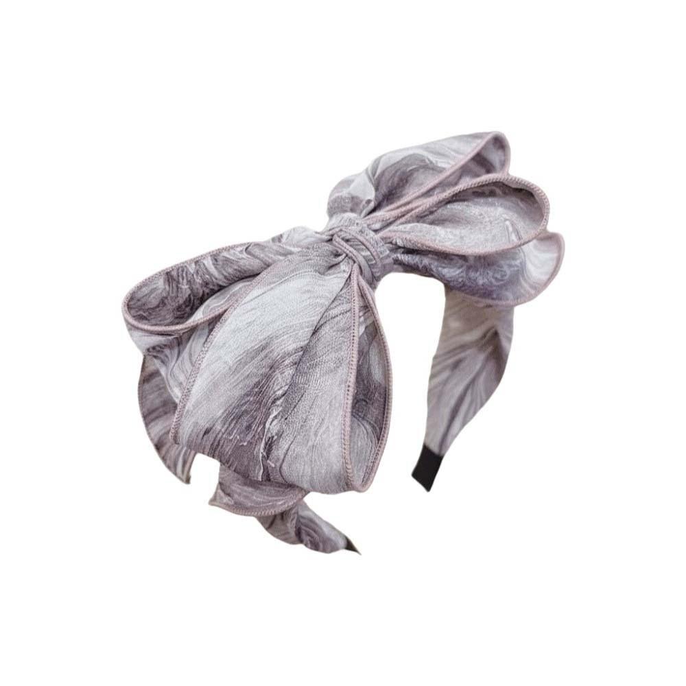 Creative Bownot Wide Hair Hoop Headwear Floral Printed Hairband Three-layer Bow Headband for Gifts