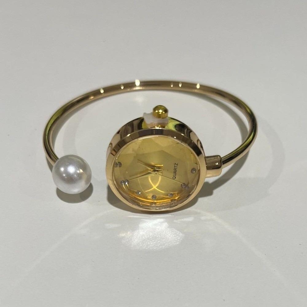 Fashion Quartz Wristwatch Elegant Rhinestone Dial Watch Trendy Pearl Bracelet Watch Daily
